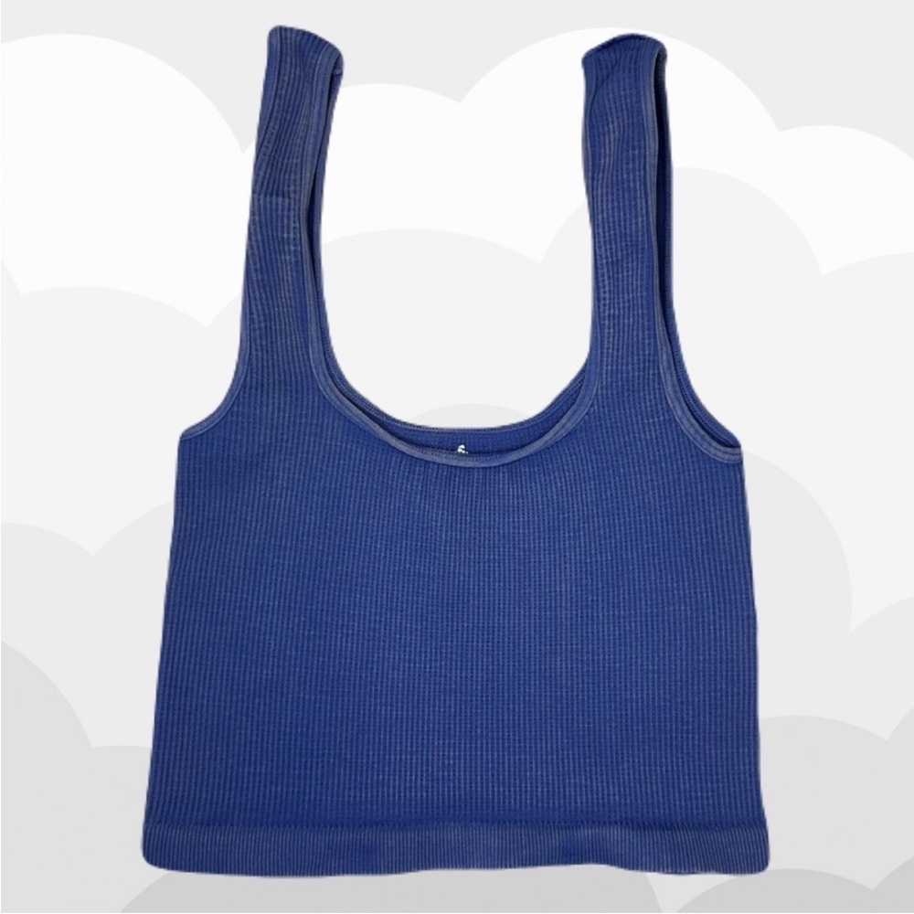 Blue Ribbed Tank Top